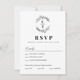 Fancy Initialen Eenvoudige Monogram Bruiloft RSVP  Kaart