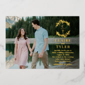 Fancy Initialen FOLIE foto bruiloft uitnodiging (Voorkant)