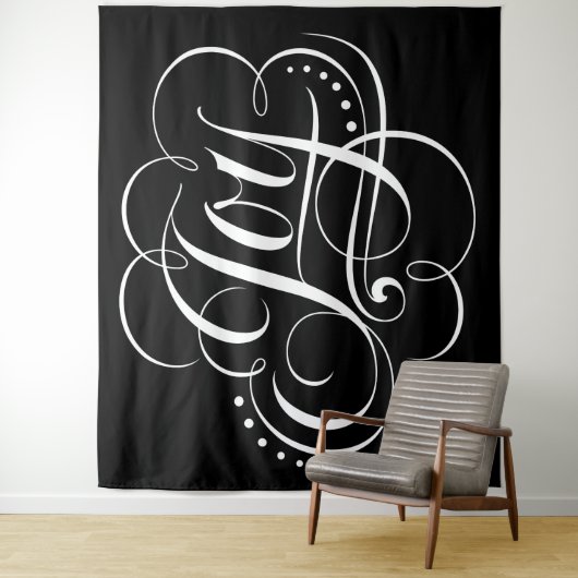 Fancy JOY Calligrafie met Elegant Black Wandkleed (In situ)