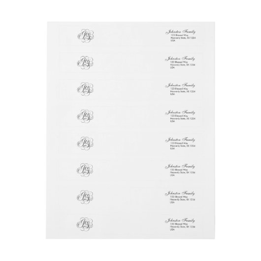 Fancy JOY Kerstkalligrafie Zwart op Wit (Vel)