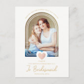 Fancy Jr Bridesmaid Pink Heart Foto Voorstel Briefkaart (Voorkant)