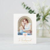 Fancy Jr Bridesmaid Pink Heart Foto Voorstel Briefkaart (Staand voorkant)