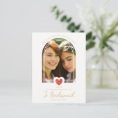 Fancy Jr Bridesmaid Red Heart Photo Proposal Briefkaart (Staand voorkant)