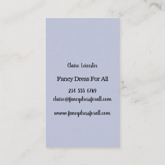Fancy Jurk visitekaartje. Visitekaartje (Achterkant)