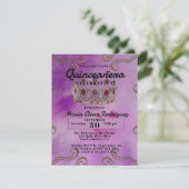 Fancy juwelen kroon op uitnodiging van roze Quince (Staand voorkant)