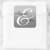 Fancy kalligrafie Ampersand Gray Ombre Wedding Vierkante Sticker (Tas)