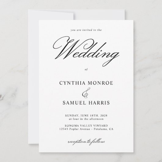 Fancy kalligrafie letter h monogram bruiloft kaart (Voorkant)