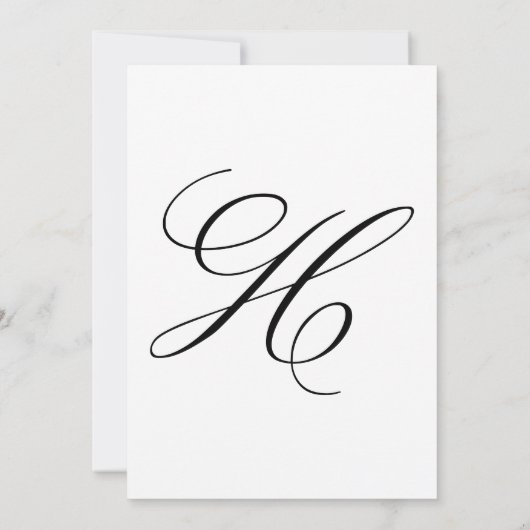 Fancy kalligrafie letter h monogram bruiloft kaart (Achterkant)