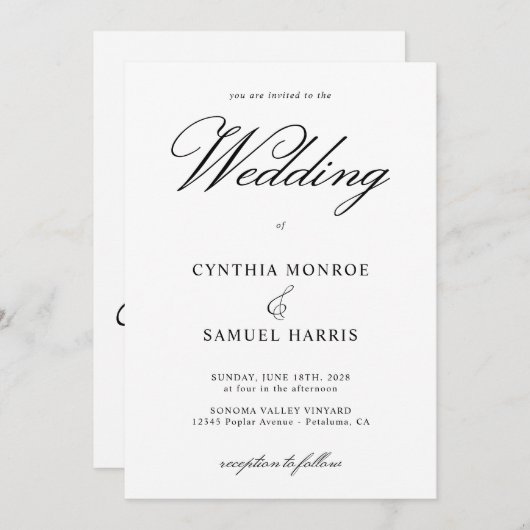 Fancy kalligrafie letter h monogram bruiloft kaart (Voorkant / Achterkant)