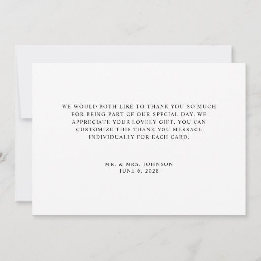 Fancy kalligrafie letter H monogram trouw Bedankkaart (Achterkant)