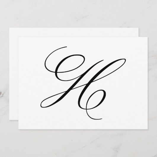 Fancy kalligrafie letter H monogram trouw Bedankkaart (Voorkant / Achterkant)