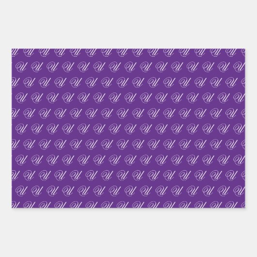Fancy kalligrafie Monogram Royal Paarse Set Inpakpapier Vel (Voorkant 2)