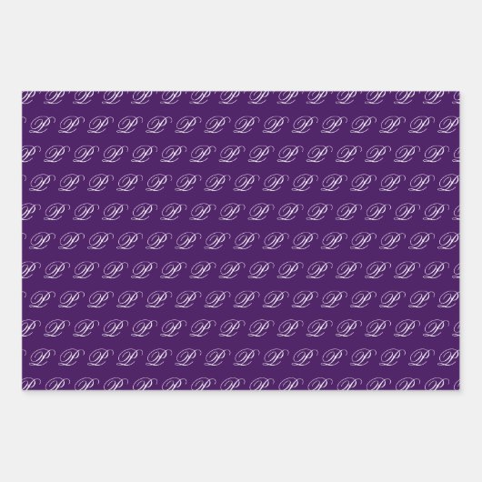 Fancy kalligrafie Monogram Royal Paarse Set Inpakpapier Vel (Voorkant)