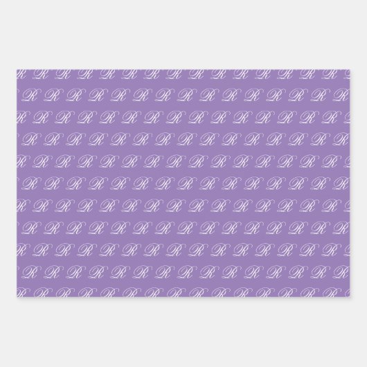 Fancy kalligrafie Monogram Royal Paarse Set Inpakpapier Vel (Voorkant 3)