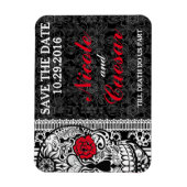 Fancy kanten suikerschedel Sla de datummagneet op Magneet (Verticaal)