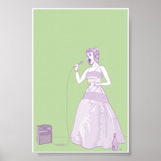 Fancy Karaoke Woman 4x6 Poster (Voorkant)