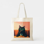 Fancy kat Drink whisky Tote Bag (Achterkant)