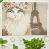 Fancy kat en eiffel theedoek (Gevouwen)