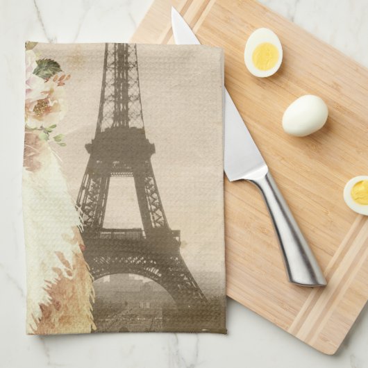 Fancy kat en eiffel theedoek (Quarter Fold)