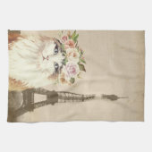 Fancy kat en eiffel theedoek (Horizontaal)