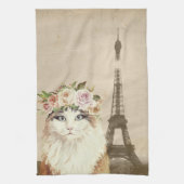 Fancy kat en eiffel theedoek (Verticaal)