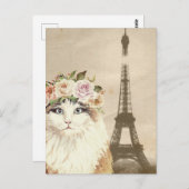 Fancy kat- en eiffeltoren briefkaart (Voorkant / Achterkant)