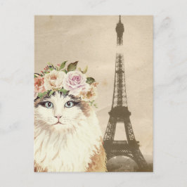 Fancy kat- en eiffeltoren briefkaart