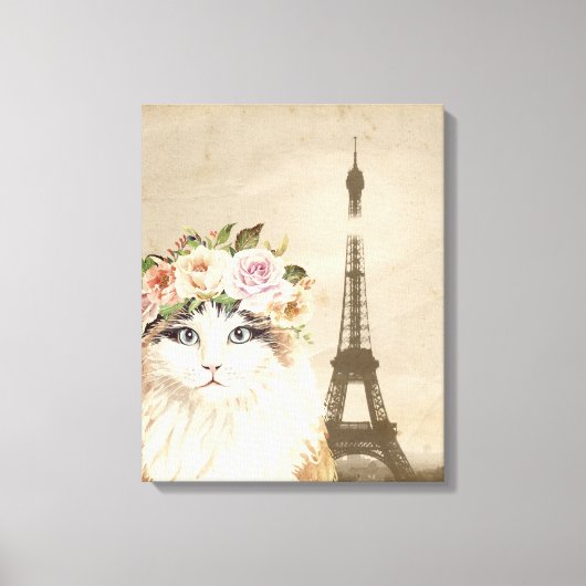 Fancy kat- en eiffeltoren canvas afdruk (Voorkant)
