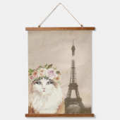 Fancy kat- en eiffeltoren hangend wandkleed (Voorkant)