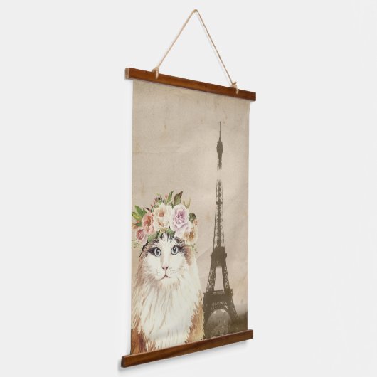 Fancy kat- en eiffeltoren hangend wandkleed (Gebogen)