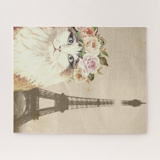 Fancy kat- en eiffeltoren legpuzzel (Horizontaal)