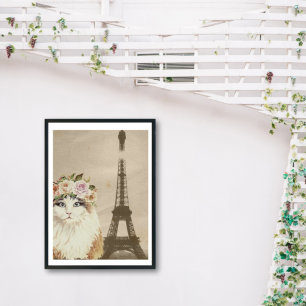 Fancy kat- en  Eiffeltoren Poster