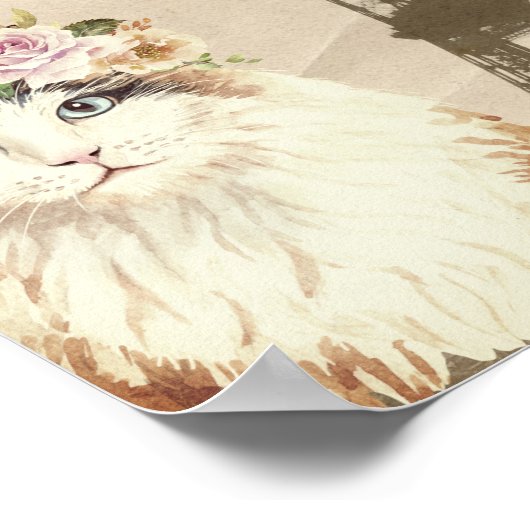 Fancy kat- en  Eiffeltoren Poster (Hoek)
