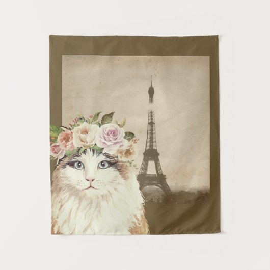 Fancy kat- en eiffeltoren wandkleed (Voorkant)