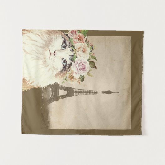 Fancy kat- en eiffeltoren wandkleed (Voorkant (horizontaal))