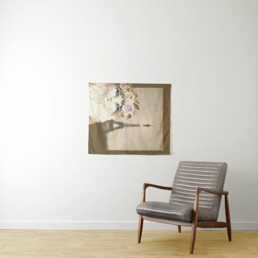 Fancy kat- en eiffeltoren wandkleed (In Situ (horizontaal))