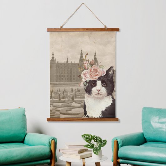 Fancy kat en het kasteel hangend wandkleed (Woonkamer)