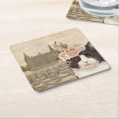 Fancy kat en het kasteel kartonnen onderzetters (Schuin)