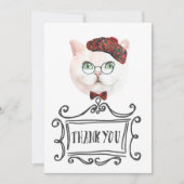 Fancy kat met Beret Bedankkaart (Voorkant)