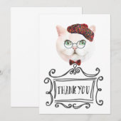 Fancy kat met Beret Bedankkaart (Voorkant / Achterkant)