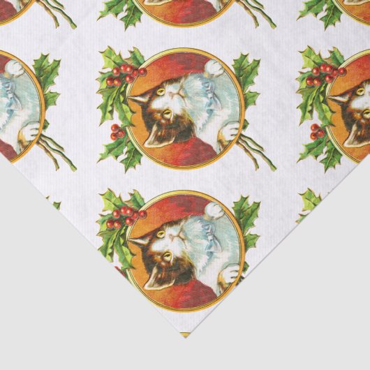 Fancy kat met Holly Berry Christmas Tissuepapier (Detail)