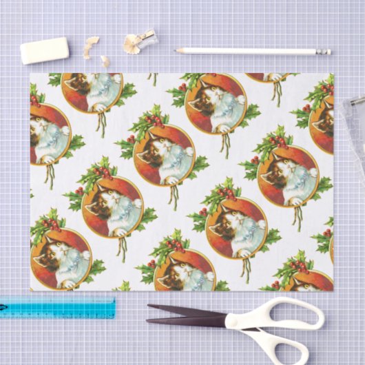 Fancy kat met Holly Berry Christmas Tissuepapier (Craft)