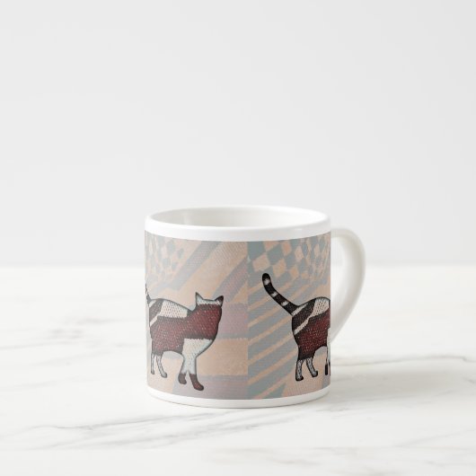Fancy kat met keramische cappuccino beker espresso kop (Voorkant rechts)