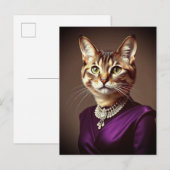 Fancy kat met Paarse jurk Briefkaart (Voorkant / Achterkant)