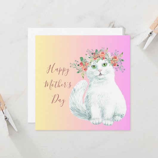 Fancy Kat Moederdag Kaart (Voorkant / Achterkant in situ)