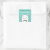 Fancy kat | Turquoise Dit boek behoort toe aan Vierkante Sticker (Tas)