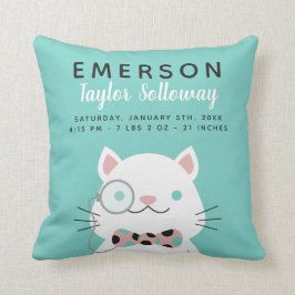 Fancy katten met monocle geboorte Stats Kussen