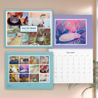 Fancy katten portretten kunst kalender