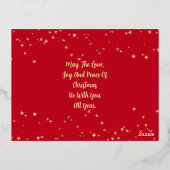 Fancy kerst, foto, naambericht, rand folie feestdagen briefkaart (Achterkant)