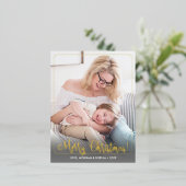 Fancy kerst, foto, naambericht, rand folie feestdagen briefkaart (Staand Voorkant)